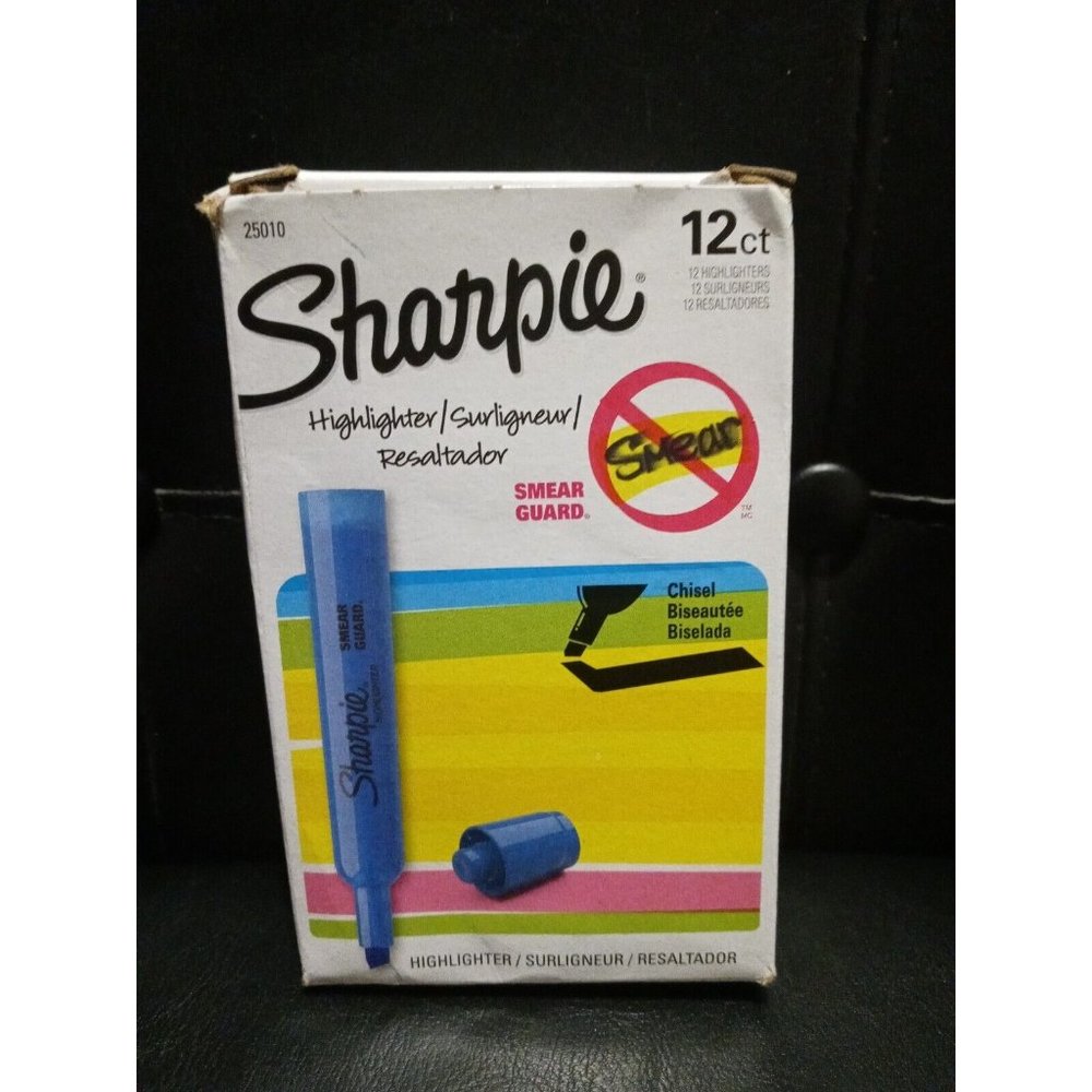 SHARPIE Tank Highlighters, Chisel Tip, Fluorescent 12 Count (Pack of 1), Blue